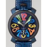 ガガ･ミラノ マニュアル 48mm 手巻き 5016.4 ブルー皮（ホワイトステ...