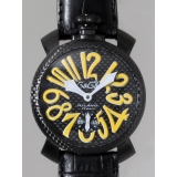 ガガ･ミラノ マニュアル 48mm 手巻き 5016.2 ブラック皮（ブラックス...
