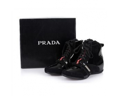 プラダ スニーカー 2012新作 フラットシューズ 革靴 ブラック 8024 black