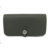 エルメス ドゴンロング 二つ折長財布 トゴ/グレー（金具：シルバー）HERMES...
