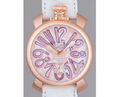 ガガ･ミラノ マニュアル48mm 手巻き 5011 MOSAICO 1 ホワイト皮 ホワイトモザイク
