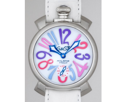 ガガ･ミラノ マニュアル48mm 手巻き 5010.9 ホワイト皮 ホワイト