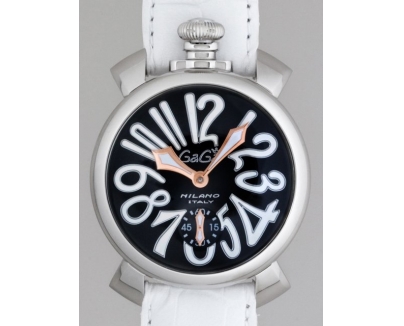 ガガ･ミラノ マニュアル48mm 手巻き 5010.6 ホワイト皮 ブラック/ホワイトアラビア