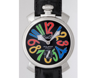 ガガ･ミラノ マニュアル48mm 手巻き 5010.2 ブラック皮 ブラック