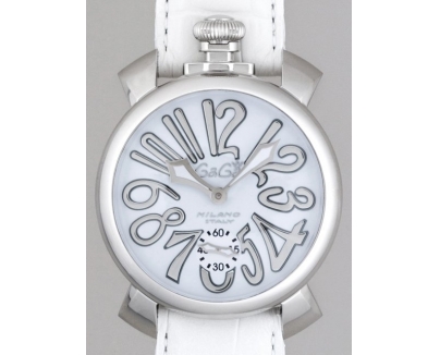 ガガ･ミラノ マニュアル48mm 手巻き 5010.10 ホワイト皮 ホワイト