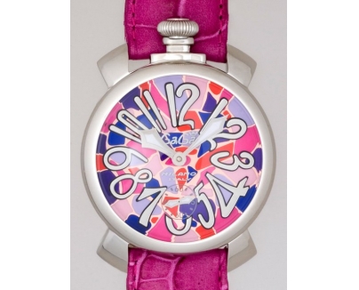 ガガ･ミラノ マニュアル48mm 手巻き 5010 MOSAICO 2 チェリー皮 ピンクモザイク