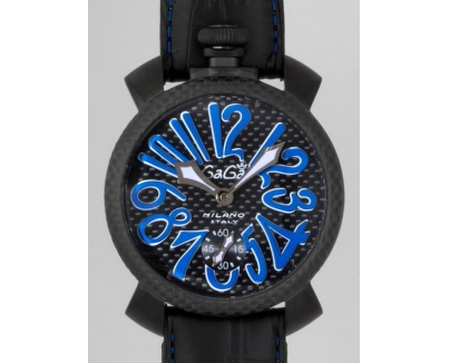 ガガ･ミラノ マニュアル48mm 手巻き 500本限定 5016.7 ブラック皮 ブラックカーボン