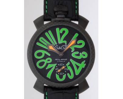 ガガ･ミラノ マニュアル48mm 手巻き 500本限定 5016.3 ブラック皮 ブラックカーボン