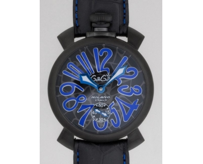 ガガ･ミラノ マニュアル48mm 手巻き 5012 MOSAICO 2 ブラック皮 ブラックモザイク