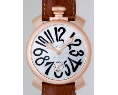 ガガ･ミラノ マニュアル48mm 手巻き 5011.6 ブラウン皮 シルバー