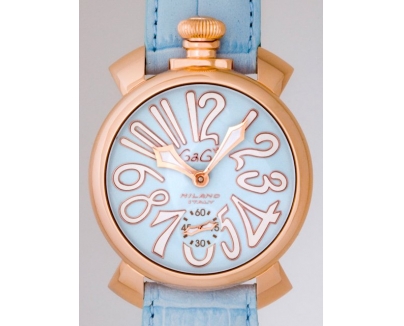 ガガ･ミラノ マニュアル48mm 手巻き 5011.3 ライトブルー皮 ライトブルーマット