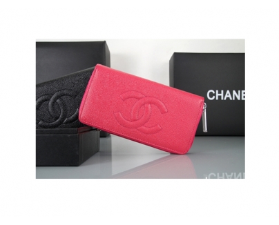 CHANEL シャネル ローズ　カーフスキン　ファスナー式開閉 長財布3660-3