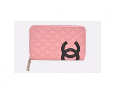 CHANEL シャネル ピンク ラムスキン キルティング 財布 A1225