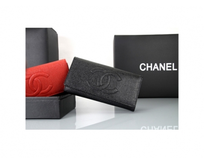 CHANEL シャネル ブラック カーフスキン 長財布 A1309