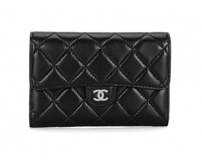 CHANEL シャネル ラムスキン ブラック マトラッセ 財布 A31505