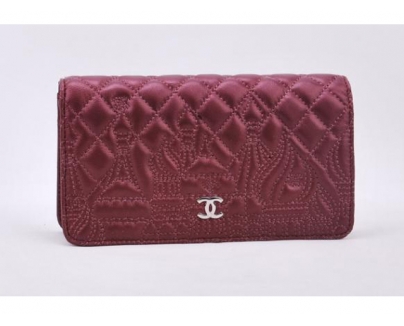 シャネル CHANEL カーフスキンマトラッセ二つ折り長財布 A31509 ボルドー