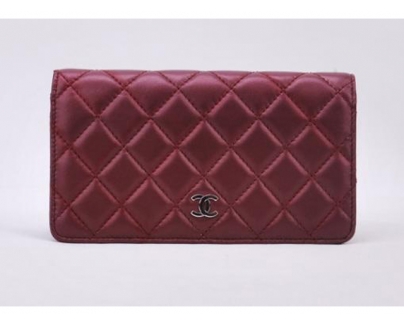 シャネル CHANEL カーフスキン マトラッセ 二つ折り長財布 ボルドー A31509