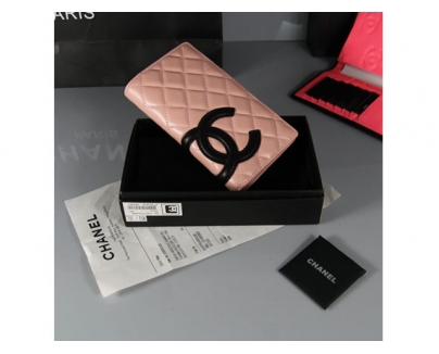 CHANEL シャネル ピンク ラムスキン カンボンライン 長財布 AN1049