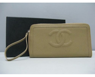 シャネル CHANEL キャビアスキンCCマーク財布 ベージュ 3667