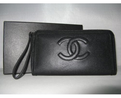 シャネル CHANEL キャビアスキンCCマーク財布 ブラック 3667