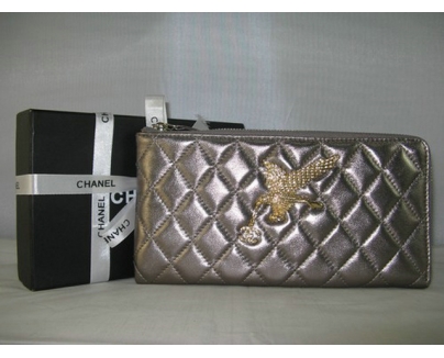 シャネル財布コピー CHANEL ラムスキン 長財布 シルバーグレー A320