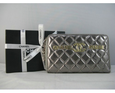 シャネル財布コピー CHANEL ラムスキン 長財布 シルバーグレー A313