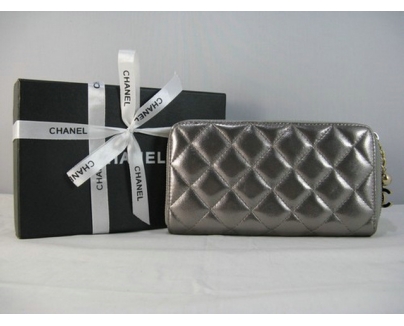 シャネルコピー CHANEL ラムスキン 長財布 シルバーグレー A312