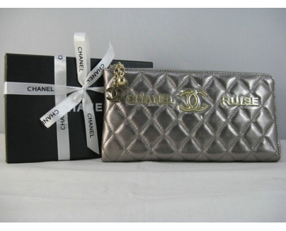 シャネルコピー CHANELラムスキン 長財布 シルバーグレー A311