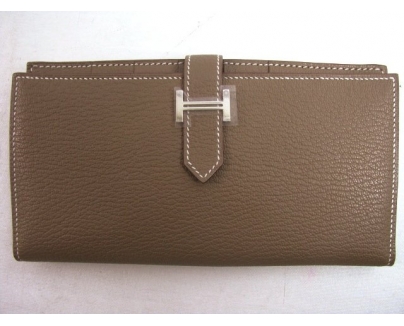 HERMES ベアンスフレ 二つ折り長財布 シェーブル/エトープ（金具：シルバー）