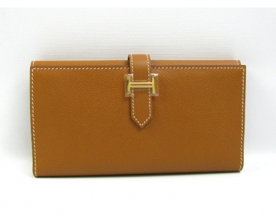 HERMES（エルメス）ベアン三つ折長財布/ゴールド（金具：ゴールド）