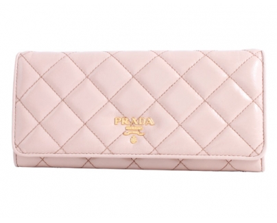 プラダ ANTIC SOFT 長財布 ピンクベージュ＆ゴールド 1M1132