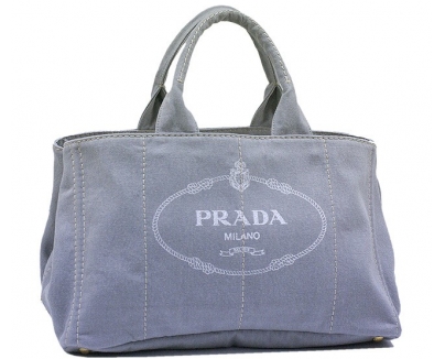 PRADA トートバッグ デニム キャンバス グレー B1872B5