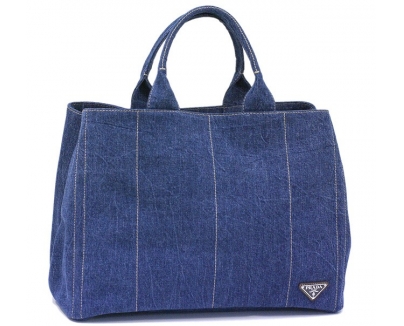PRADA トートバッグ デニム キャンバス CANAPA ブルー VA0904