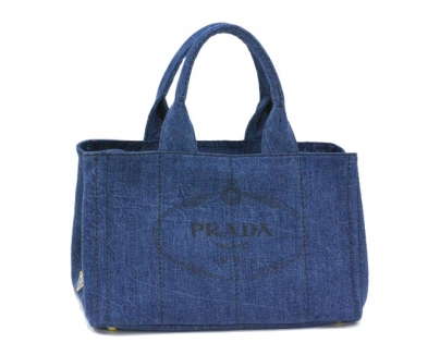 PRADA トートバッグ デニム キャンバス ブルー 紙袋付 B1877B8