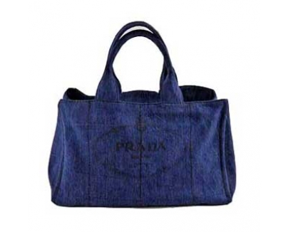 プラダ ロゴ入りDENIMトートバッグ デニムブルー（AVIO） B1872B