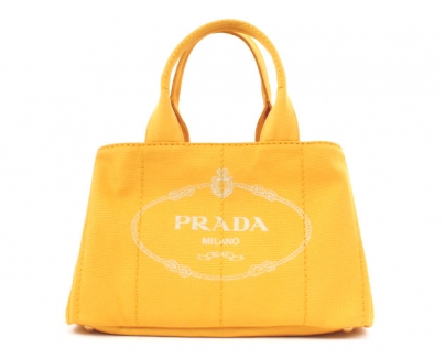 PRADA CANAPA キャンバス ハンドバッグ イエロー＆ゴールド BN1877