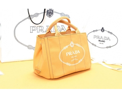 PRADAコピー CANAPA ハンドバッグ パパイヤオレンジ＆ゴールド BN1877ZKIS100
