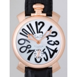 ガガ･ミラノ マニュアル48mm 手巻き 5011.6 ブラック皮 シルバー/ブ...