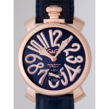 ガガ･ミラノ マニュアル48mm 手巻き 5011.5 ブルー皮 ブルーソレイユ