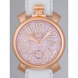 ガガ･ミラノ マニュアル48mm 手巻き 5011.2 ホワイト皮 ピンクマット