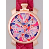 ガガ･ミラノ マニュアル48mm 手巻き 5011 MOSAICO 2 チェリー皮 ピンクモザイク
