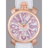 ガガ･ミラノ マニュアル48mm 手巻き 5011 MOSAICO 1 ホワイト皮 ホワイトモザイク