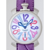 ガガ･ミラノ マニュアル48mm 手巻き 5010.9 パープル皮 ホワイト