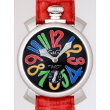 ガガ･ミラノ マニュアル48mm 手巻き 5010.2 レッド皮 ブラック/マル...