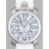 ガガ･ミラノ マニュアル48mm 手巻き 5010.10 ホワイト皮 ホワイト