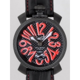 ガガ･ミラノ マニュアル48mm 手巻き 5016.8 ブラック皮 ブラックカー...