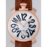 ガガ･ミラノ マニュアル48mm 手巻き 5011.6 ブラウン皮 シルバー