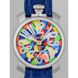 ガガ･ミラノ マニュアル48mm 手巻き 5010 MOSAICO 1 ブルー皮...