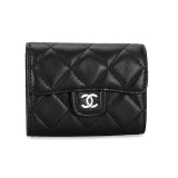 CHANEL シャネル ブラック ラムスキン マトラッセ 財布 31504
