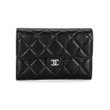 CHANEL シャネル ラムスキン ブラック マトラッセ 財布 A31505
